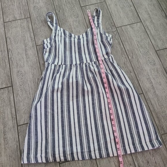 Roxy junior women's Grey/blue & White Striped Sleeveless Sundress – Size L - Picture 3 of 9